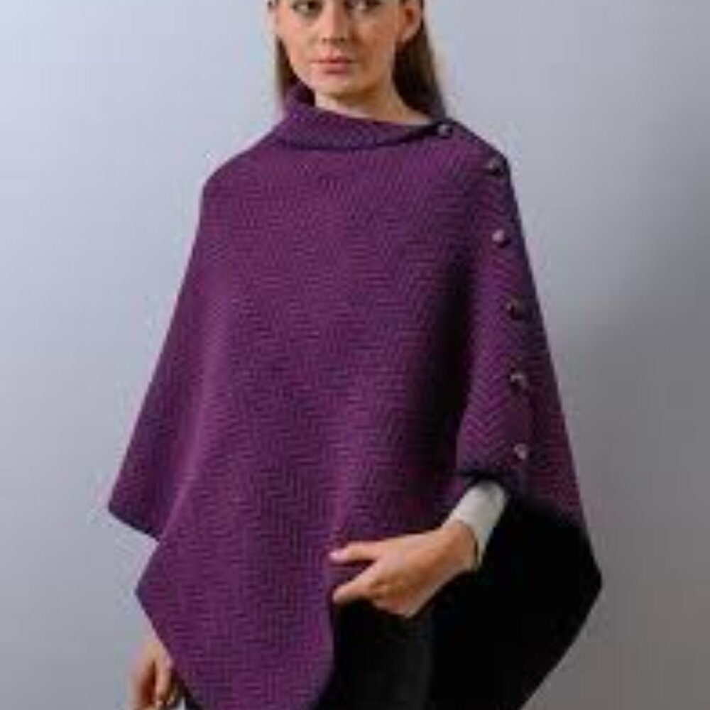 Christopher & Banks Women's Deep Purple Poncho (similar style on pic)